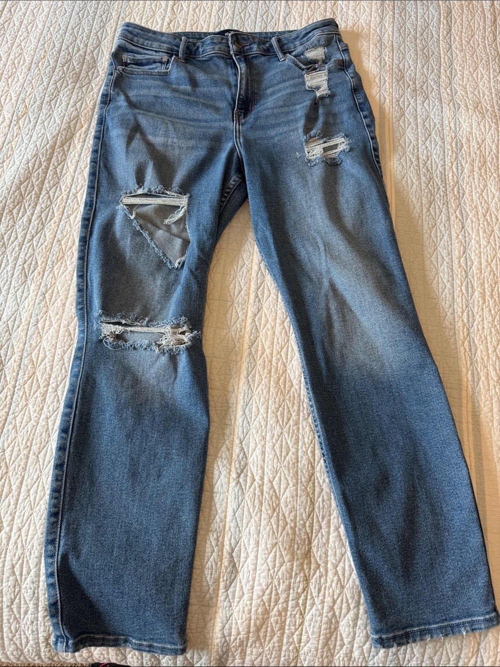 Hollister Distressed Straight-Leg Blue Jeans